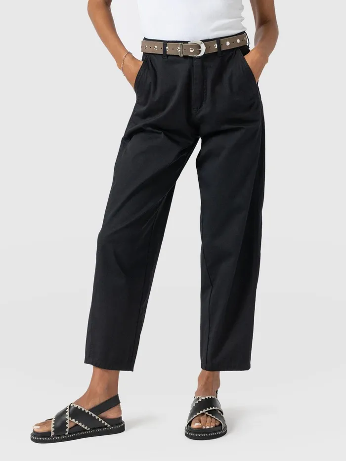 Alma Barrel Leg Chino 8211 Black Black Women Saint And Sofia Pants
