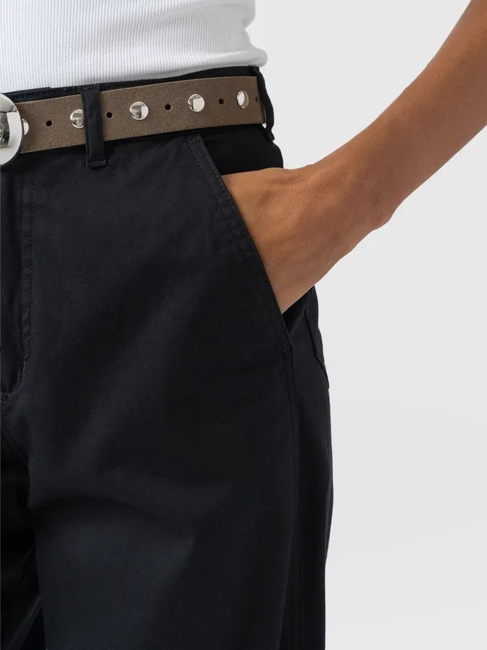 Alma Barrel Leg Chino 8211 Black Black Women Saint And Sofia Pants