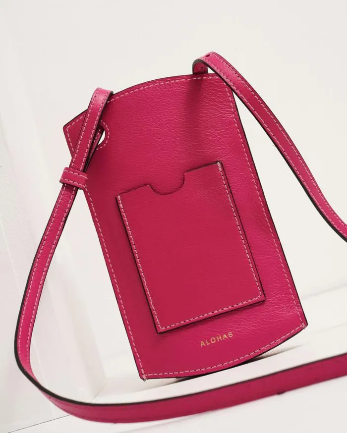 ALOHAS Bags Women Phone Pouch 8211 Pink Leather Handbag