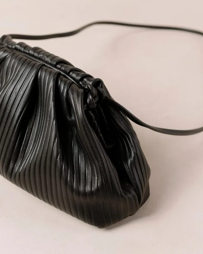 ALOHAS Bags Women The D Pleated 8211 Black Leather Bag