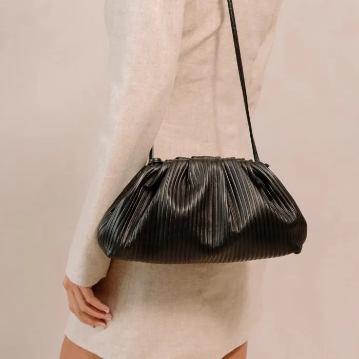 ALOHAS Bags Women The D Pleated 8211 Black Leather Bag