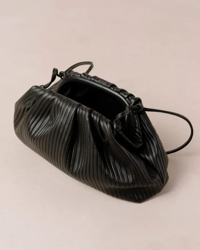 ALOHAS Bags Women The D Pleated 8211 Black Leather Bag
