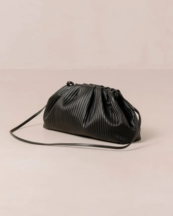 ALOHAS Bags Women The D Pleated 8211 Black Leather Bag
