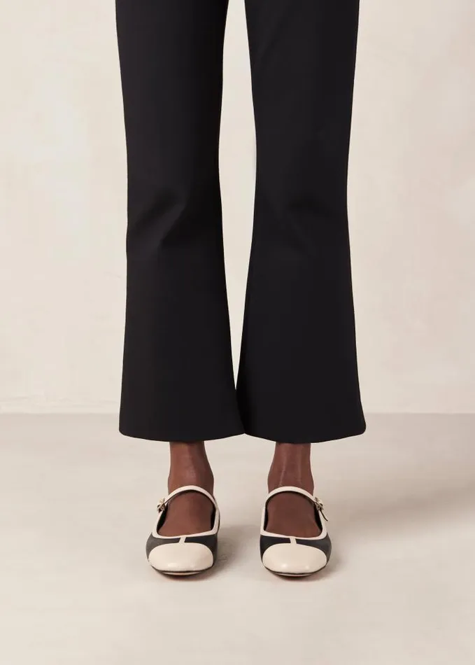 ALOHAS Ballet Flats Women Agate 8211 Black And Cream Leather Mary Jane Shoes