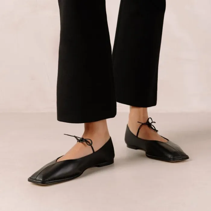 ALOHAS Ballet Flats Women Sway 8211 Black Leather Flats