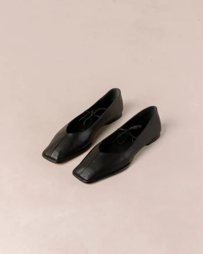 ALOHAS Ballet Flats Women Sway 8211 Black Leather Flats
