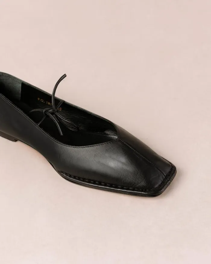 ALOHAS Ballet Flats Women Sway 8211 Black Leather Flats