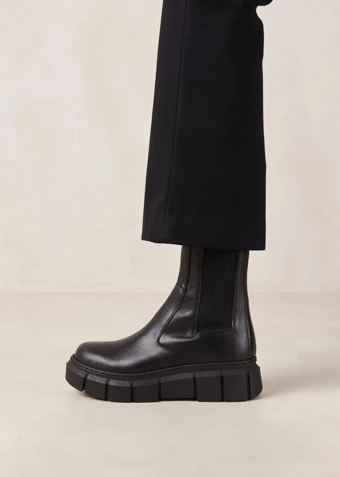 ALOHAS Boots Women Armor 8211 Black Leather Boots