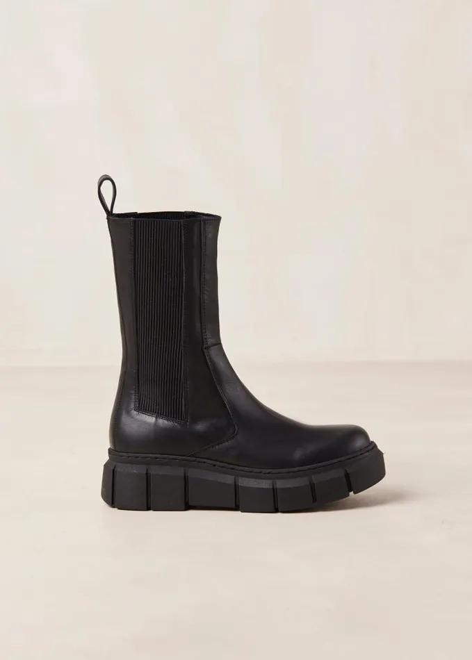 ALOHAS Boots Women Armor 8211 Black Leather Boots
