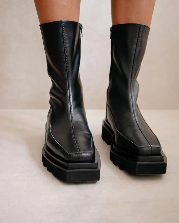 ALOHAS Boots Women Block 8211 Black Leather Boots