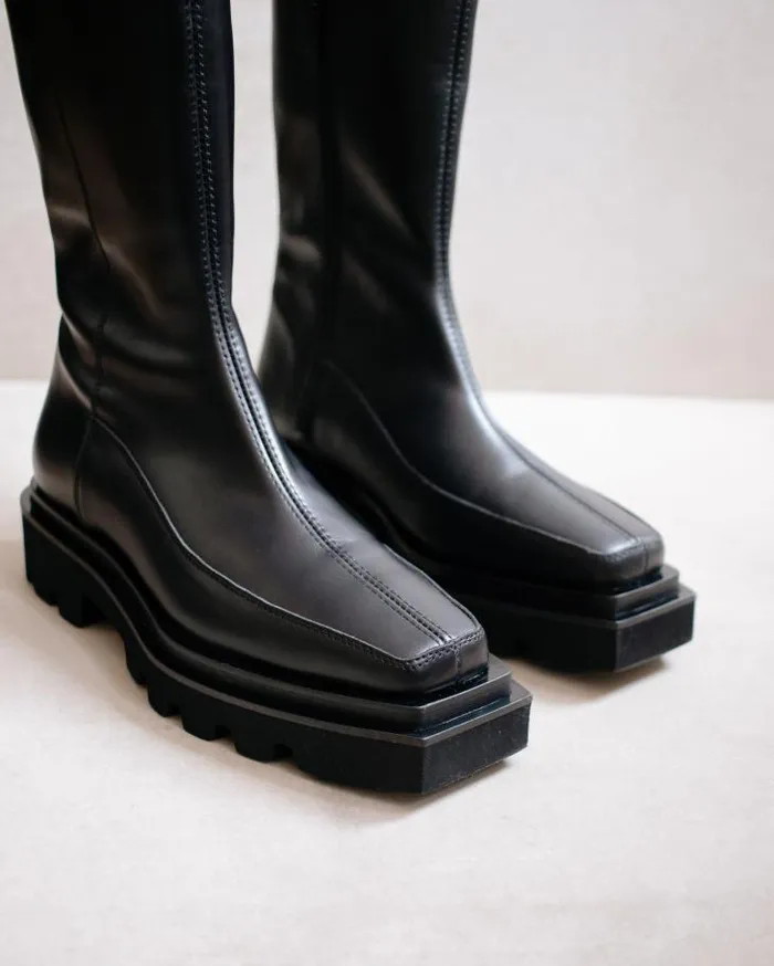 ALOHAS Boots Women Block 8211 Black Leather Boots