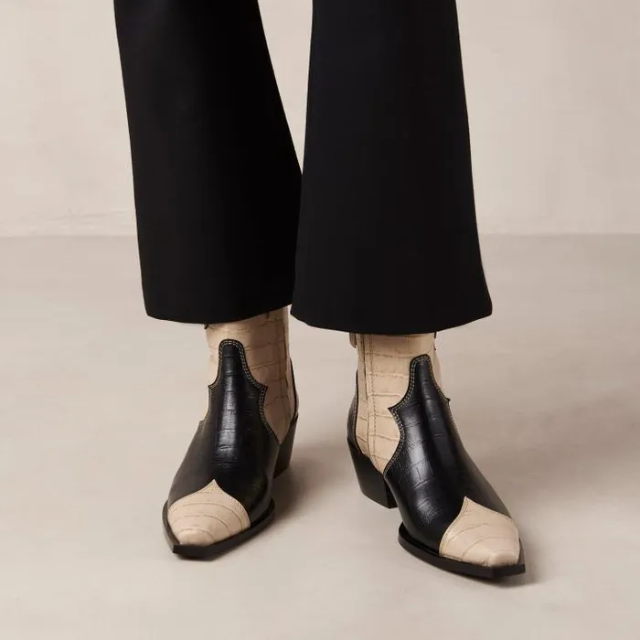 ALOHAS Boots Women Buffalo 8211 Black And White Leather Boots