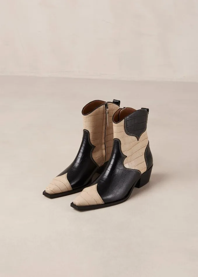 ALOHAS Boots Women Buffalo 8211 Black And White Leather Boots