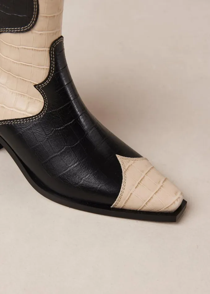 ALOHAS Boots Women Buffalo 8211 Black And White Leather Boots