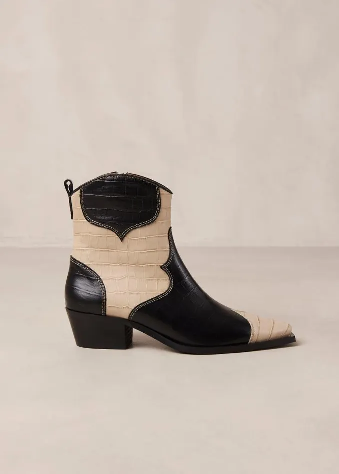 ALOHAS Boots Women Buffalo 8211 Black And White Leather Boots
