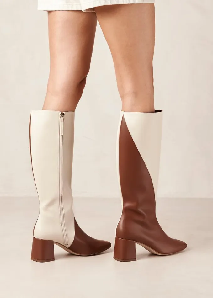 ALOHAS Boots Women Chalk 8211 White And Brown Vegan Leather Boots