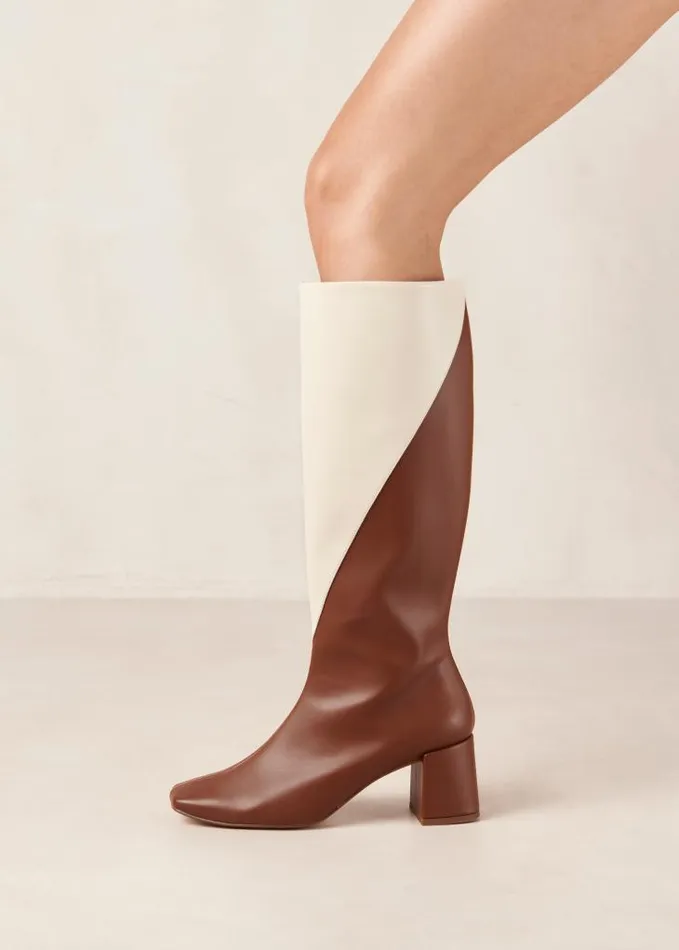 ALOHAS Boots Women Chalk 8211 White And Brown Vegan Leather Boots
