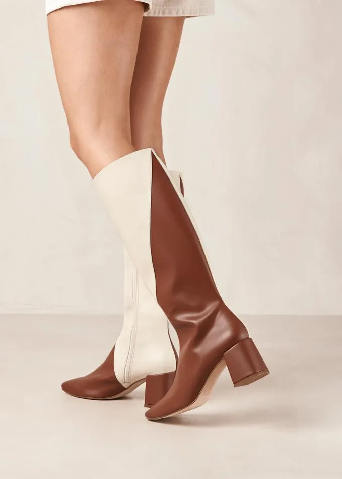 ALOHAS Boots Women Chalk 8211 White And Brown Vegan Leather Boots