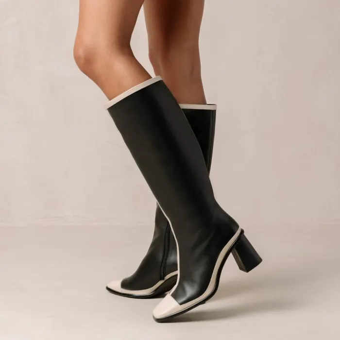 ALOHAS Boots Women East Retro Bicolor Black Cream