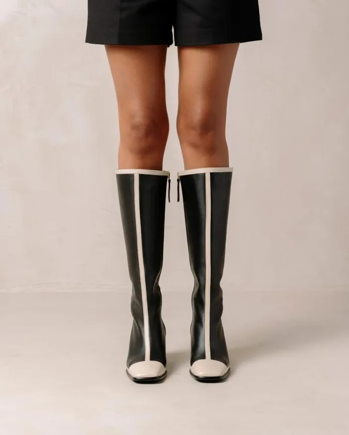 ALOHAS Boots Women East Retro Bicolor Black Cream
