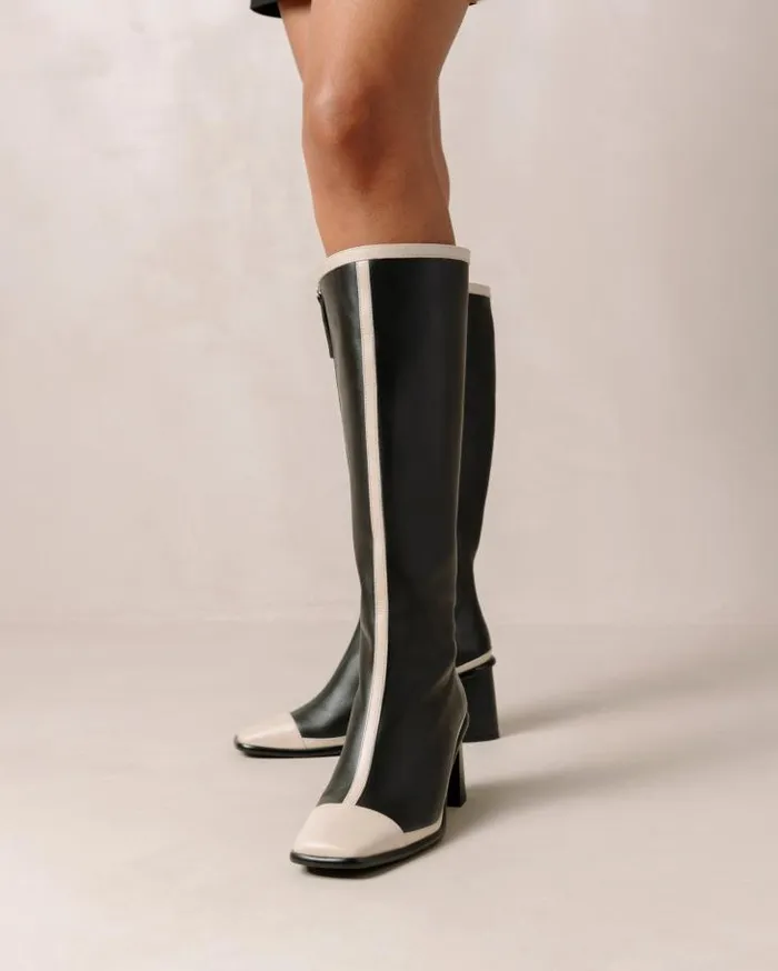ALOHAS Boots Women East Retro Bicolor Black Cream
