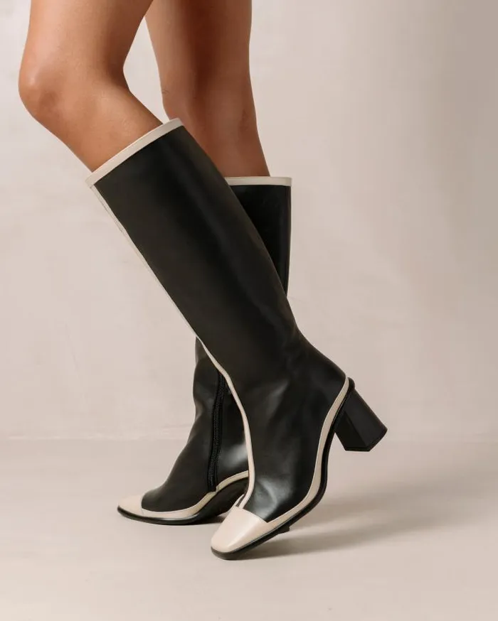 ALOHAS Boots Women East Retro Bicolor Black Cream