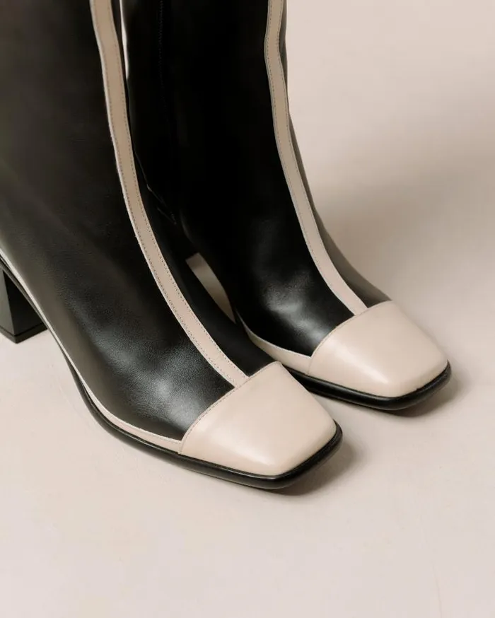 ALOHAS Boots Women East Retro Bicolor Black Cream