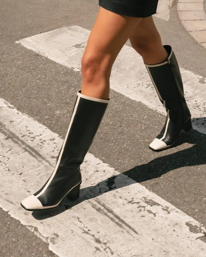 ALOHAS Boots Women East Retro Bicolor Black Cream