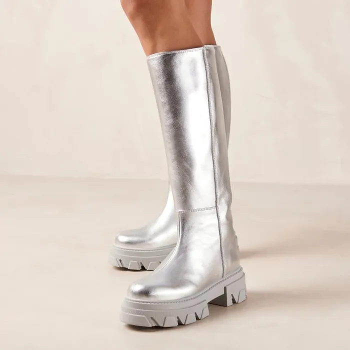ALOHAS Boots Women Katiuska 8211 Silver Leather Boots