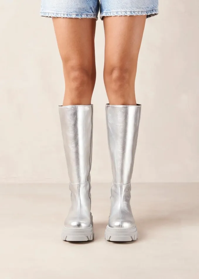 ALOHAS Boots Women Katiuska 8211 Silver Leather Boots