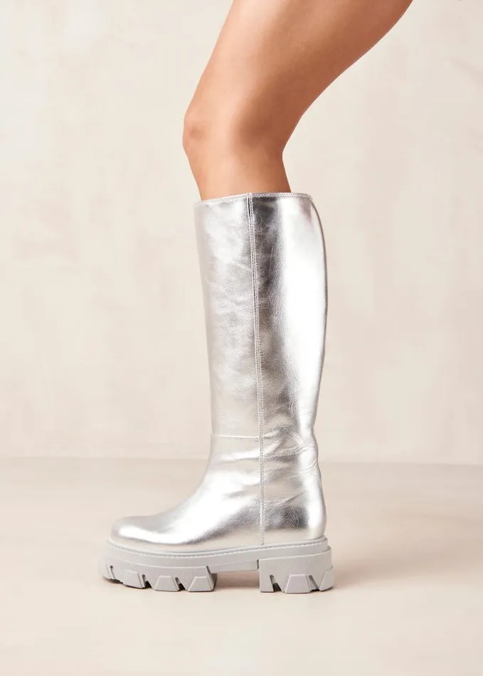 ALOHAS Boots Women Katiuska 8211 Silver Leather Boots