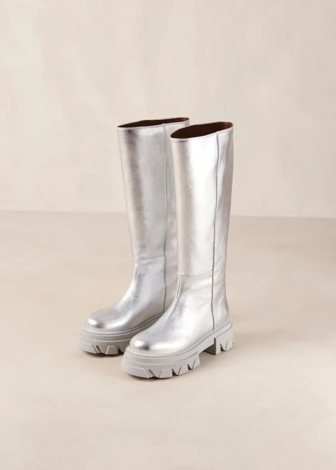 ALOHAS Boots Women Katiuska 8211 Silver Leather Boots