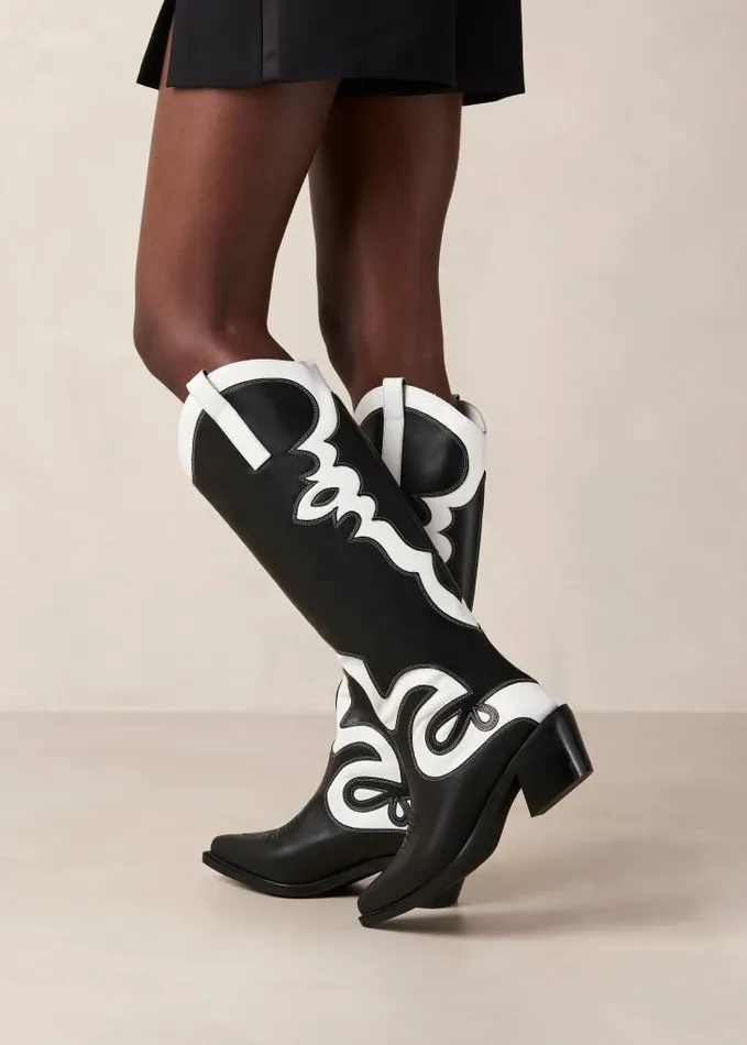 ALOHAS Boots Women Mount Dallas 8211 Black And White Leather Boots