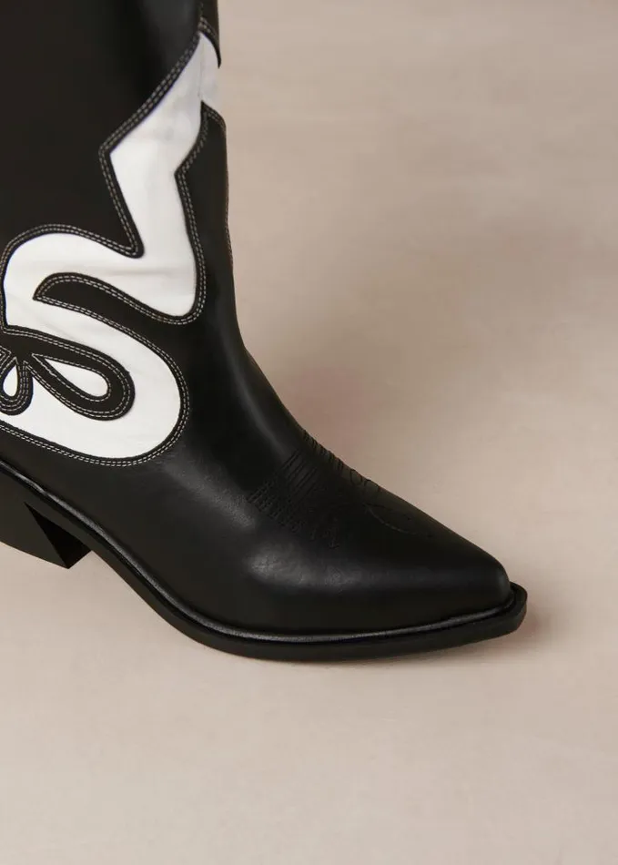 ALOHAS Boots Women Mount Dallas 8211 Black And White Leather Boots