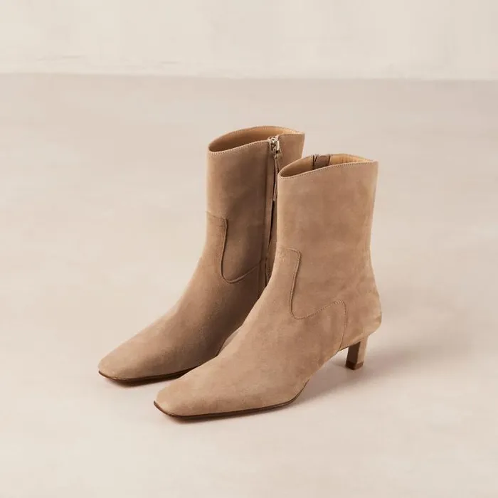 ALOHAS Boots Women Nash 8211 Beige Heeled Ankle Boots