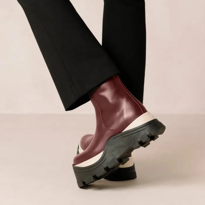 ALOHAS Boots Women Sapphire Chess 8211 Red Leather Boots