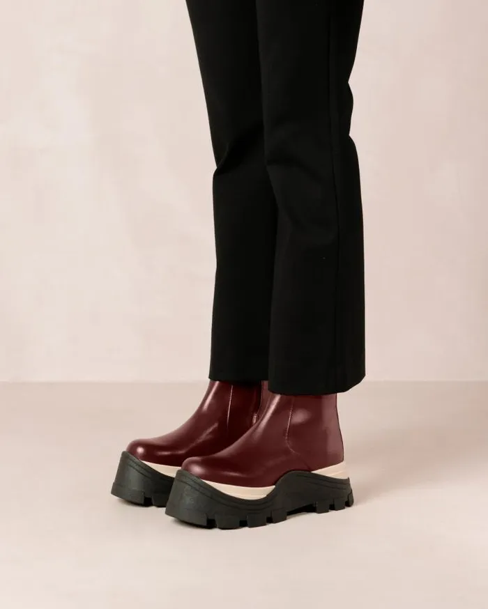 ALOHAS Boots Women Sapphire Chess 8211 Red Leather Boots