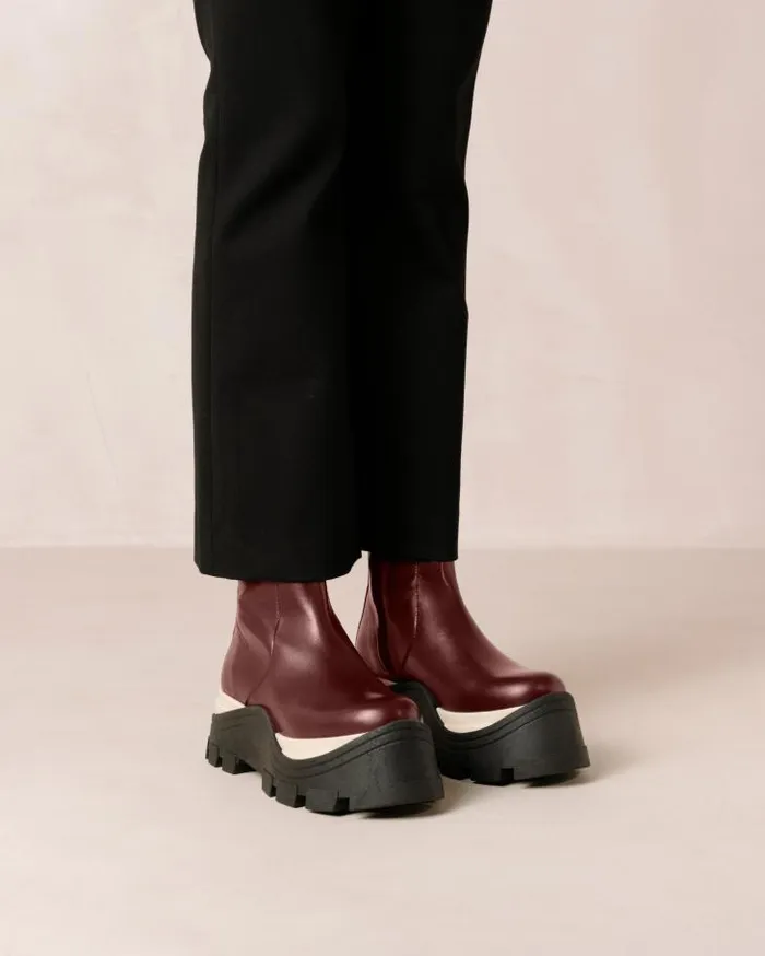 ALOHAS Boots Women Sapphire Chess 8211 Red Leather Boots
