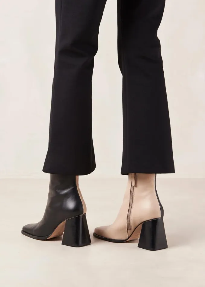 ALOHAS Boots Women South Bicolor 8211 Black And Beige Leather Boots