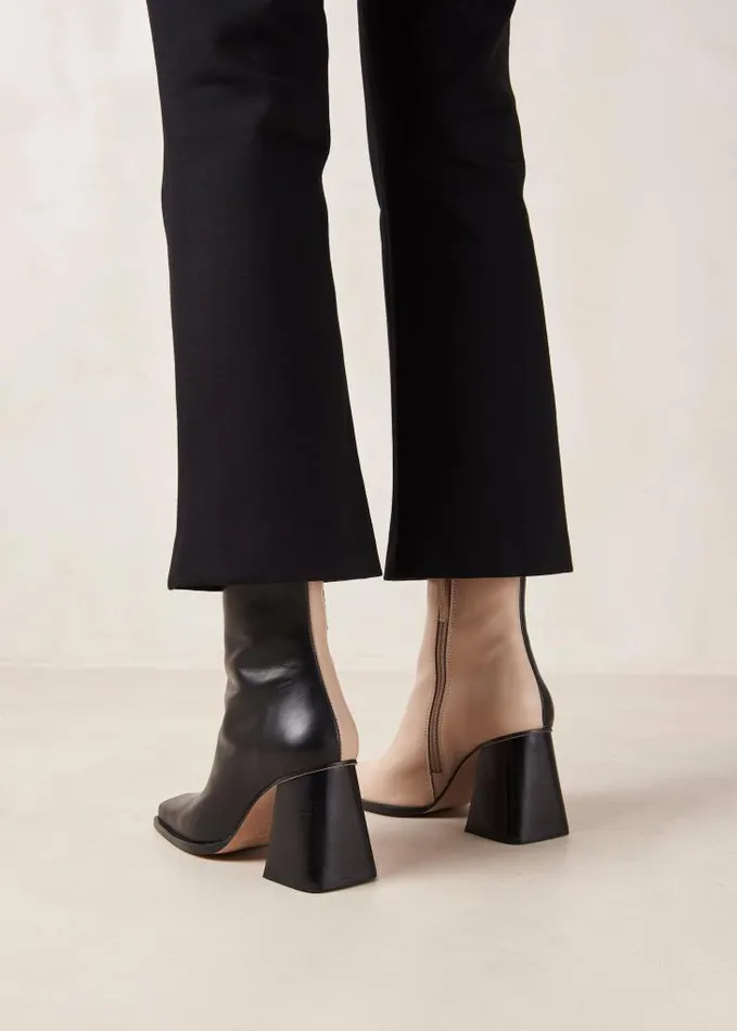 ALOHAS Boots Women South Bicolor 8211 Black And Beige Leather Boots