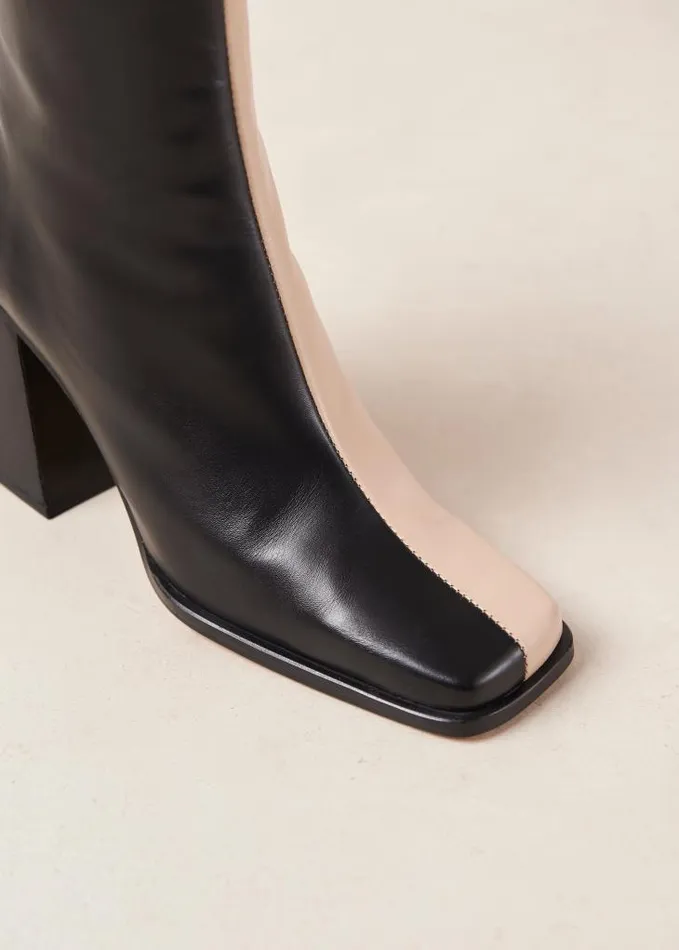 ALOHAS Boots Women South Bicolor 8211 Black And Beige Leather Boots