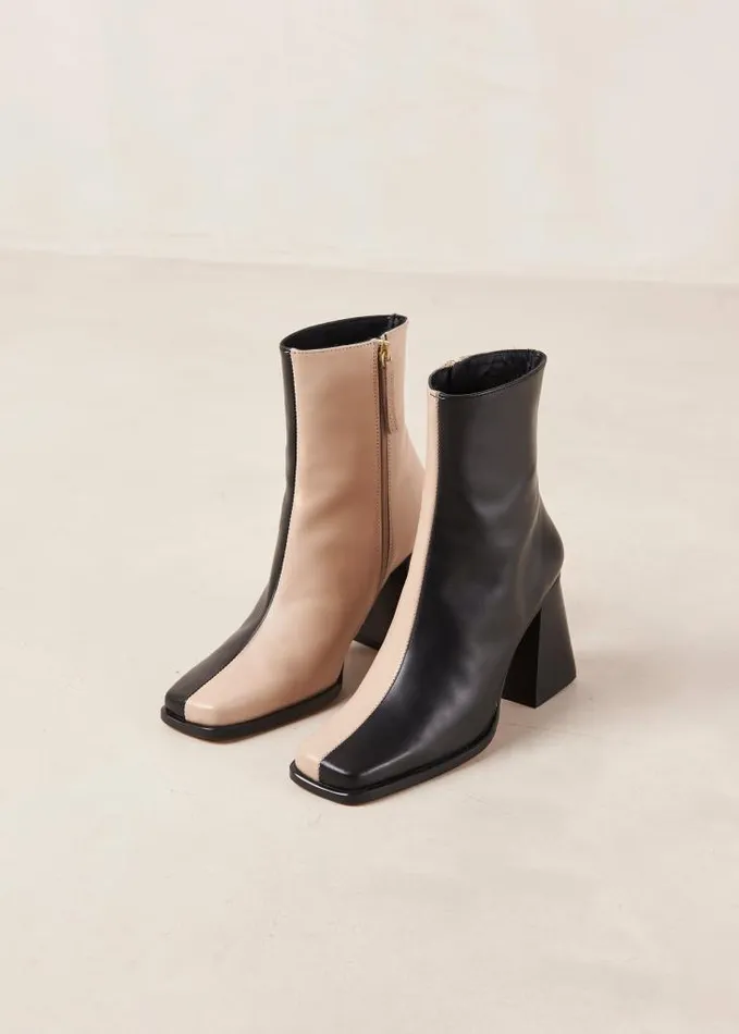 ALOHAS Boots Women South Bicolor 8211 Black And Beige Leather Boots