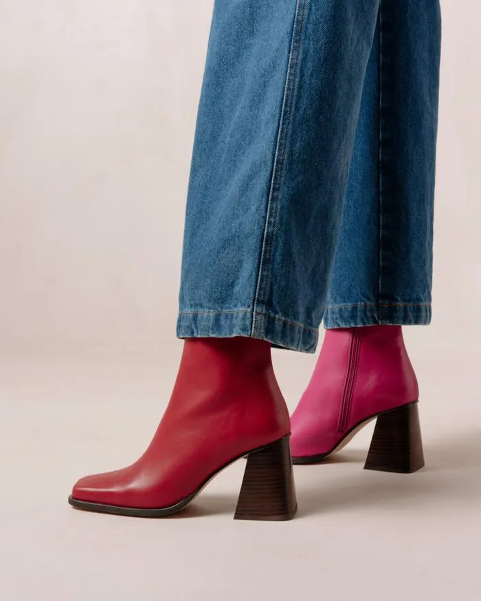 ALOHAS Boots Women South Bicolor 8211 Red And Pink Leather Boots
