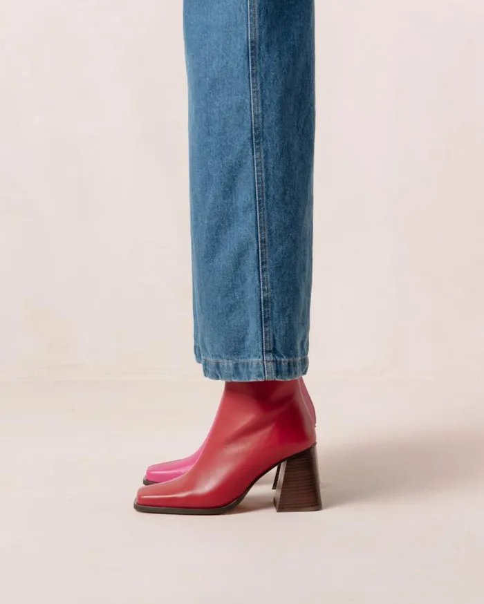 ALOHAS Boots Women South Bicolor 8211 Red And Pink Leather Boots