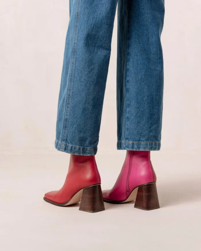 ALOHAS Boots Women South Bicolor 8211 Red And Pink Leather Boots