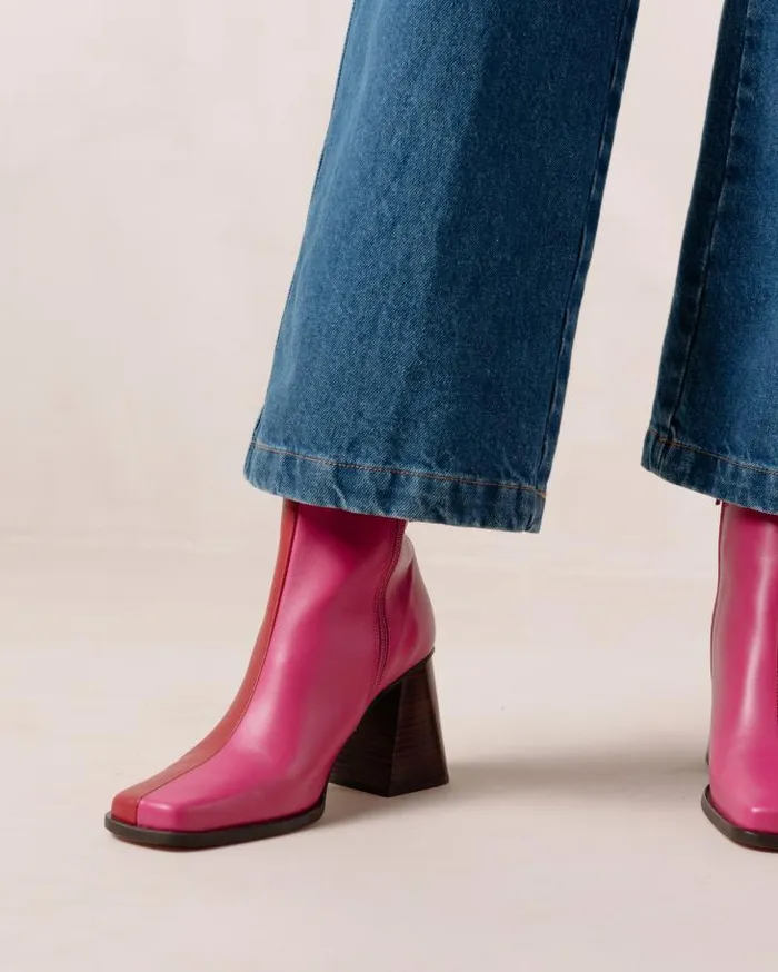 ALOHAS Boots Women South Bicolor 8211 Red And Pink Leather Boots