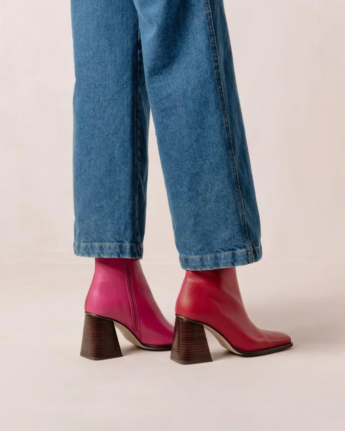 ALOHAS Boots Women South Bicolor 8211 Red And Pink Leather Boots