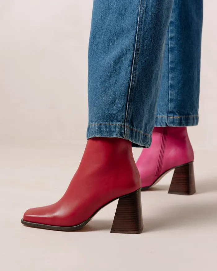 ALOHAS Boots Women South Bicolor 8211 Red And Pink Leather Boots
