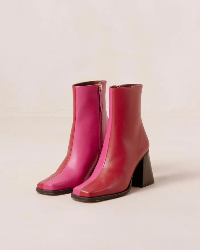 ALOHAS Boots Women South Bicolor 8211 Red And Pink Leather Boots