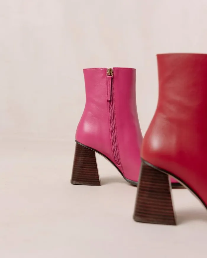 ALOHAS Boots Women South Bicolor 8211 Red And Pink Leather Boots
